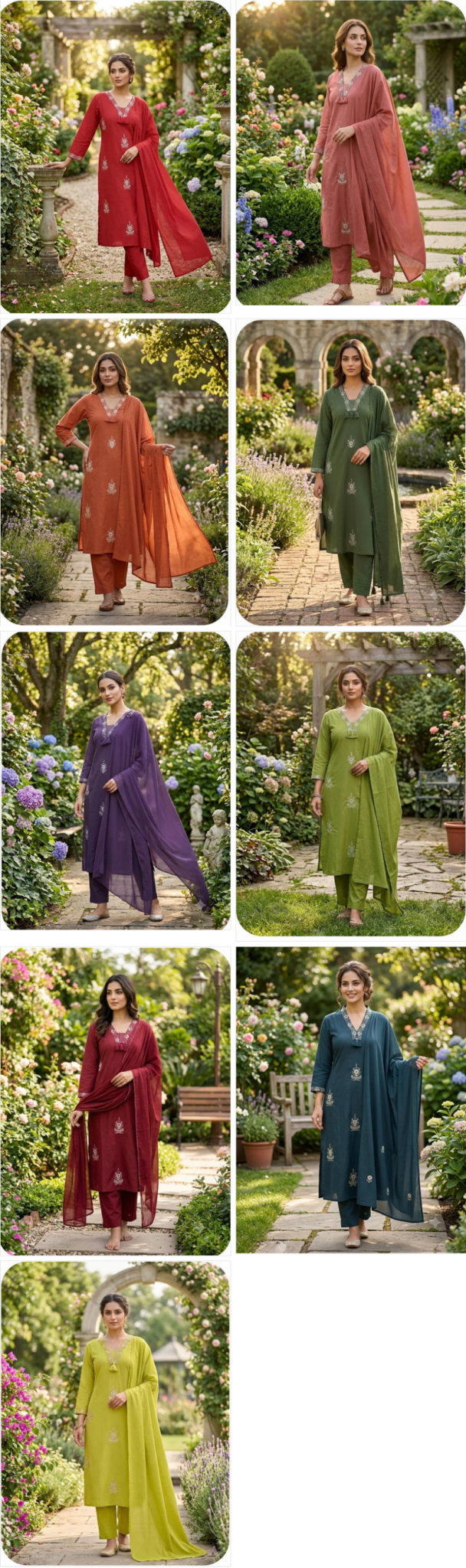 Amrah Wholesale TLC Vol 57 Plus Size Cotton Embroidered Kurti Pant Dupatta Set - Amrah Wholesale