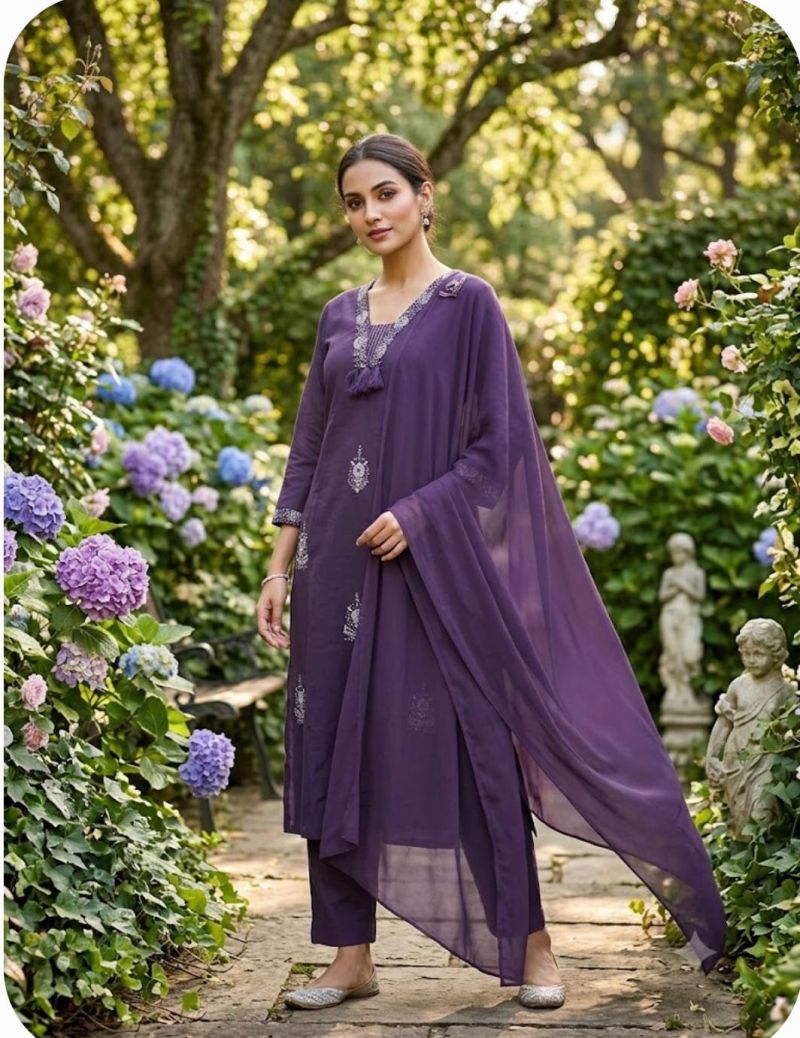 Amrah Wholesale TLC Vol 57 Plus Size Cotton Embroidered Kurti Pant Dupatta Set - Amrah Wholesale