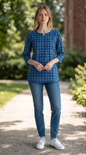 Amrah Wholesale Tlc Vol 61 Cotton Indigo Printed Short Kurti - Amrah Wholesale