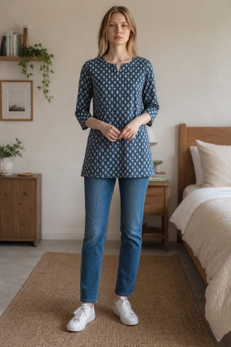 Amrah Wholesale Tlc Vol 61 Cotton Indigo Printed Short Kurti
