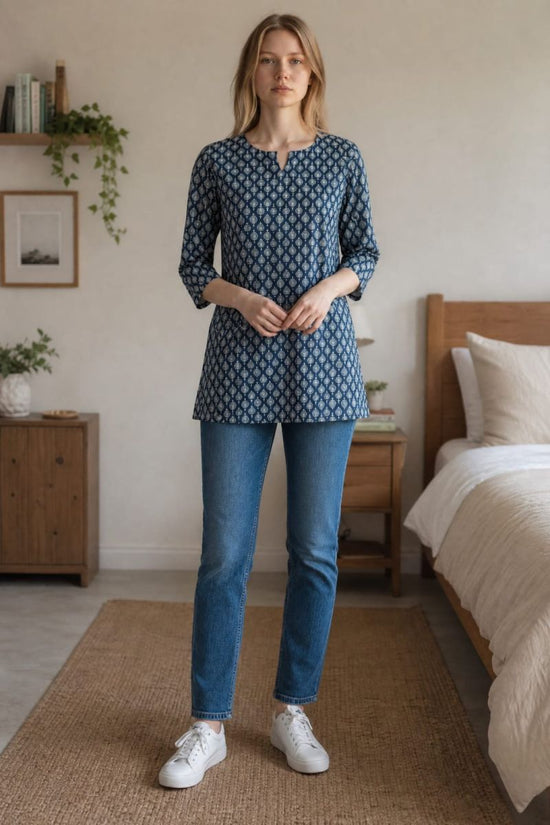 Amrah Wholesale Tlc Vol 61 Cotton Indigo Printed Short Kurti