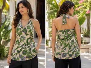 Amrah Wholesale Tlc Vol 63 Cotton Printed Halter Neck Short Kurti - Amrah Wholesale