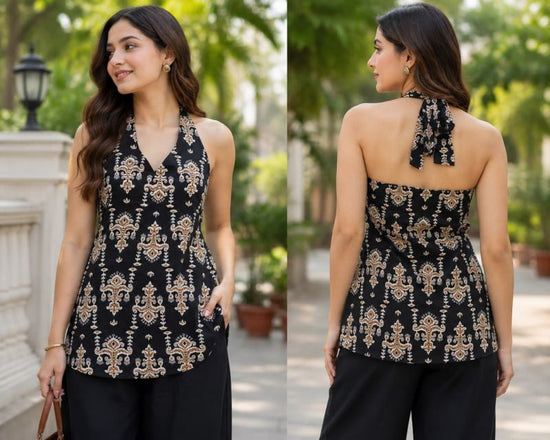 Amrah Wholesale Tlc Vol 63 Cotton Printed Halter Neck Short Kurti