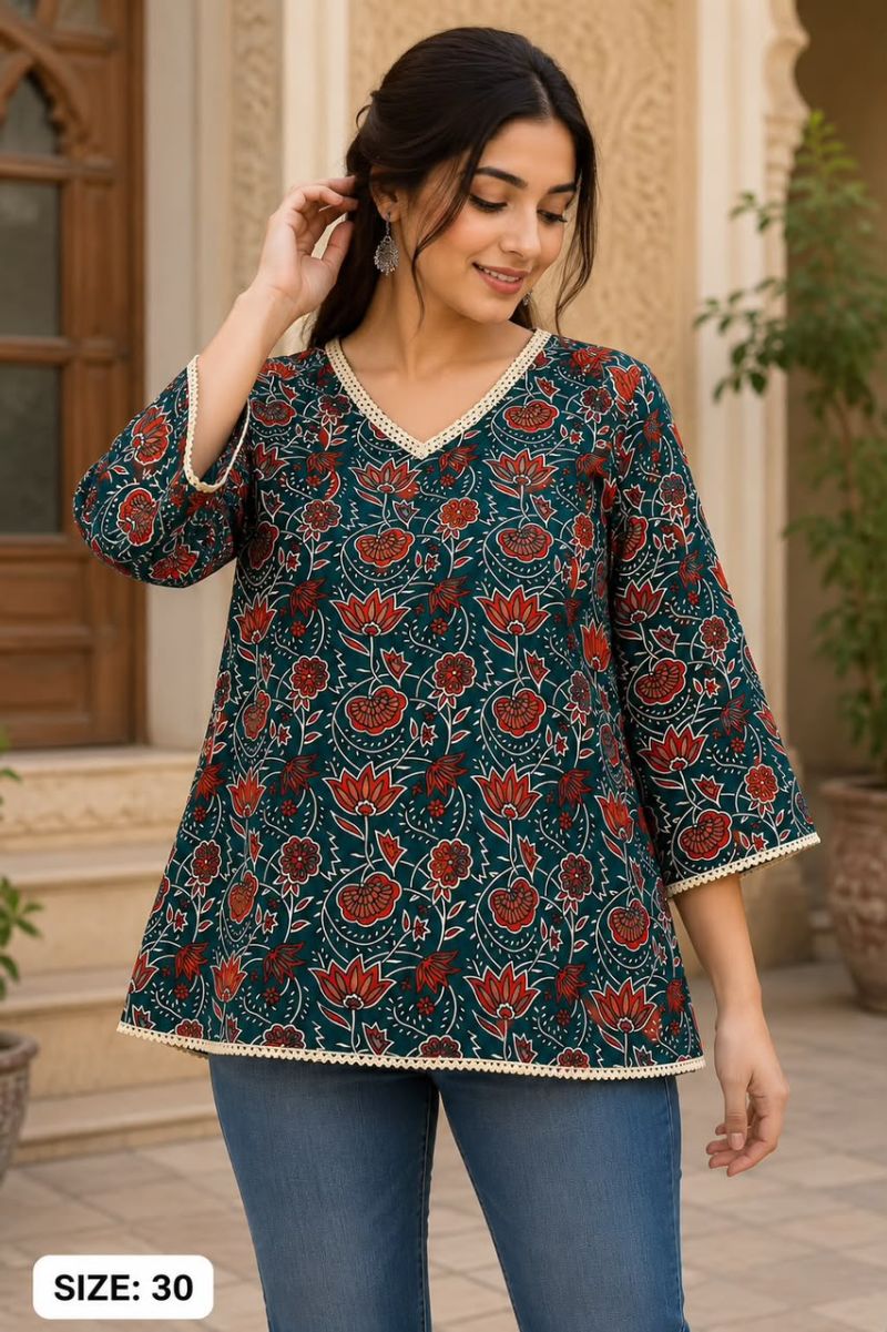 Amrah Wholesale TLC Vol 68 Cotton Floral Printed Short Top Collection - Amrah Wholesale
