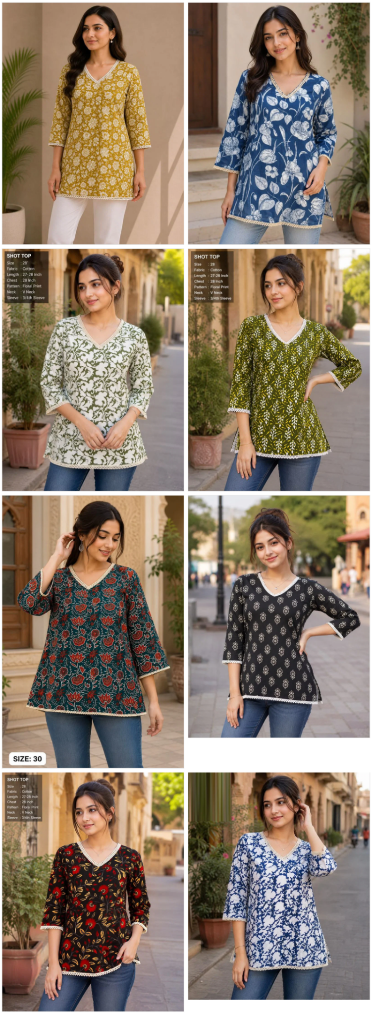 Amrah Wholesale TLC Vol 68 Cotton Floral Printed Short Top Collection - Amrah Wholesale