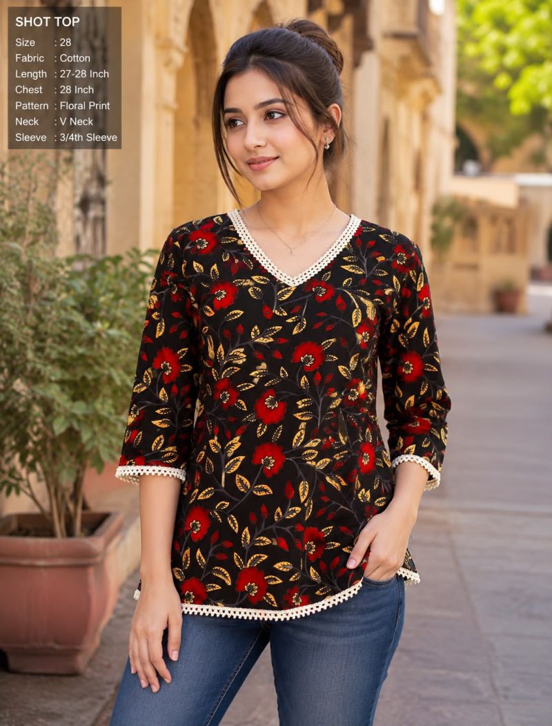 Amrah Wholesale TLC Vol 68 Cotton Floral Printed Short Top Collection - Amrah Wholesale