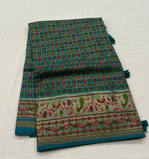 Amrah Wholesale Tunisha Silk Handloom Silk Zari Border Printed Saree