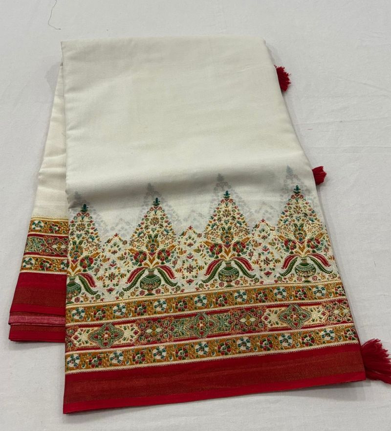 Amrah Wholesale Tunisha Silk Handloom Silk Zari Border Printed Saree