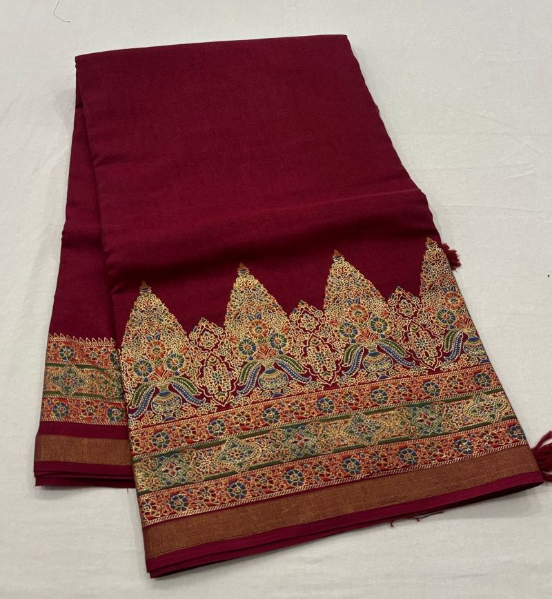 Amrah Wholesale Tunisha Silk Handloom Silk Zari Border Printed Saree