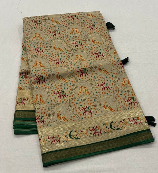 Amrah Wholesale Tunisha Silk Handloom Silk Zari Border Printed Saree