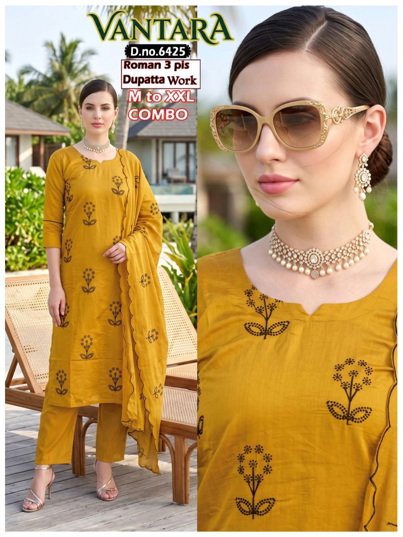 Amrah Wholesale Vantara Combo Roman Silk Kurti Pant Dupatta Set