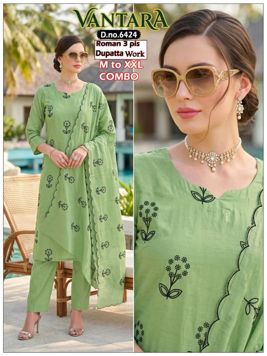 Amrah Wholesale Vantara Combo Roman Silk Kurti Pant Dupatta Set