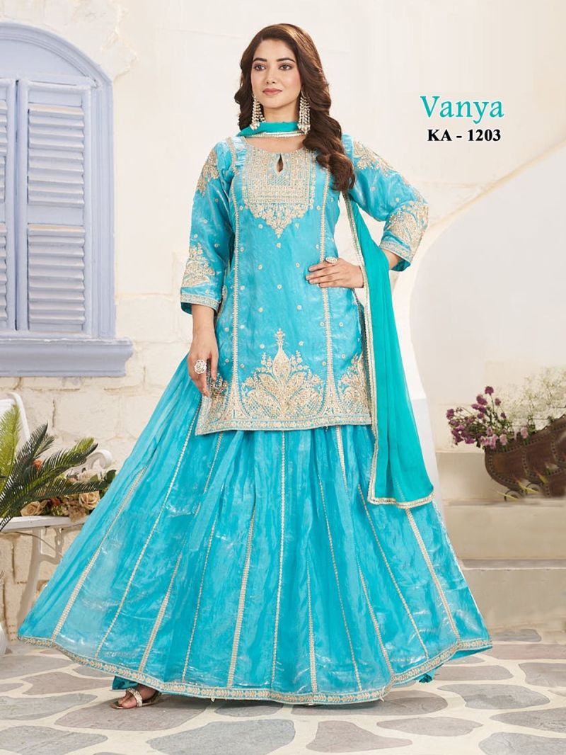 Amrah Wholesale Vanya Ka 1203 Frendy Silk Embroidered Kurti Ghagra With Dupatta - Amrah Wholesale