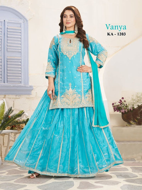 Amrah Wholesale Vanya Ka 1203 Frendy Silk Embroidered Kurti Ghagra With Dupatta - Amrah Wholesale