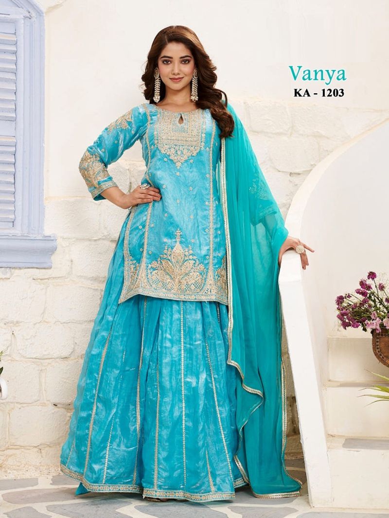Amrah Wholesale Vanya Ka 1203 Frendy Silk Embroidered Kurti Ghagra With Dupatta - Amrah Wholesale
