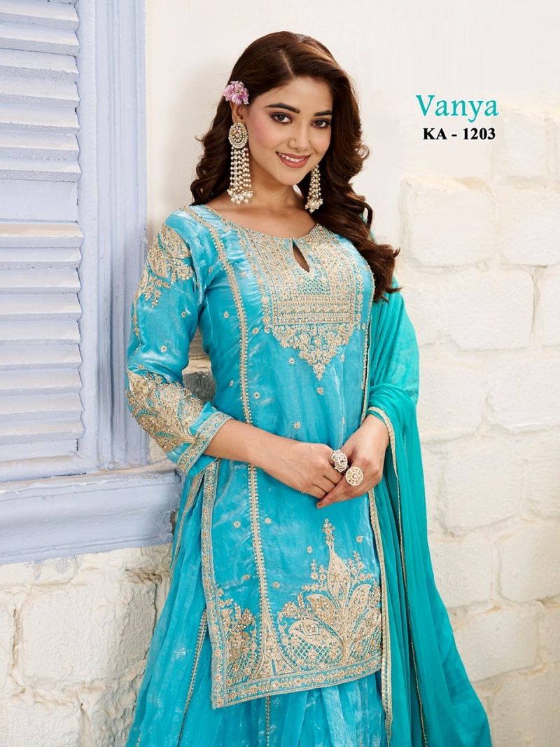 Amrah Wholesale Vanya Ka 1203 Frendy Silk Embroidered Kurti Ghagra With Dupatta - Amrah Wholesale
