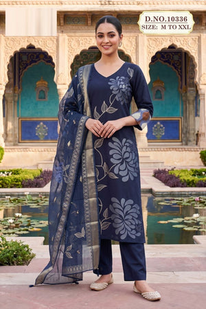 Amrah Wholesale Venisaa 10336 Berlin Silk Printed Kurti Pant Dupatta Set