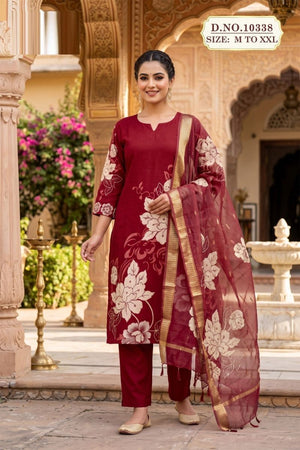Amrah Wholesale Venisaa 10338 Berlin Silk Printed Kurti Pant Dupatta Set
