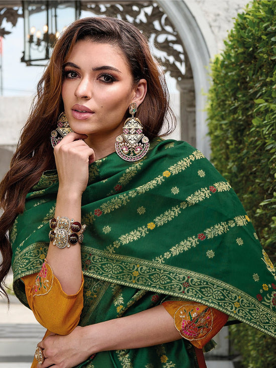 Amrah Wholesale Vp 9480 Mustard Vichitra Silk Kurti Pant Dupatta Set - Amrah Wholesale
