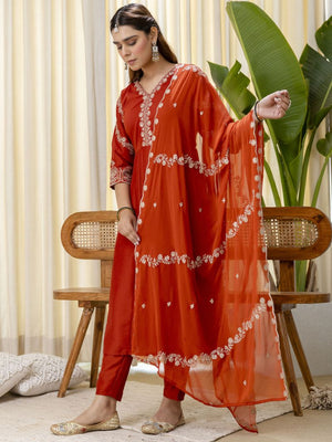 Amrah Wholesale VP 9827 Silk Blend Kurti Pant Dupatta Set - Amrah Wholesale