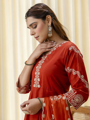 Amrah Wholesale VP 9827 Silk Blend Kurti Pant Dupatta Set - Amrah Wholesale