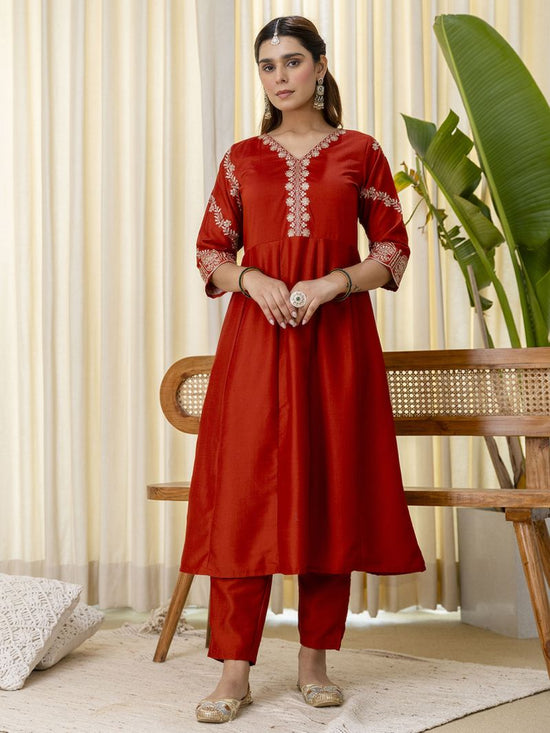Amrah Wholesale VP 9827 Silk Blend Kurti Pant Dupatta Set