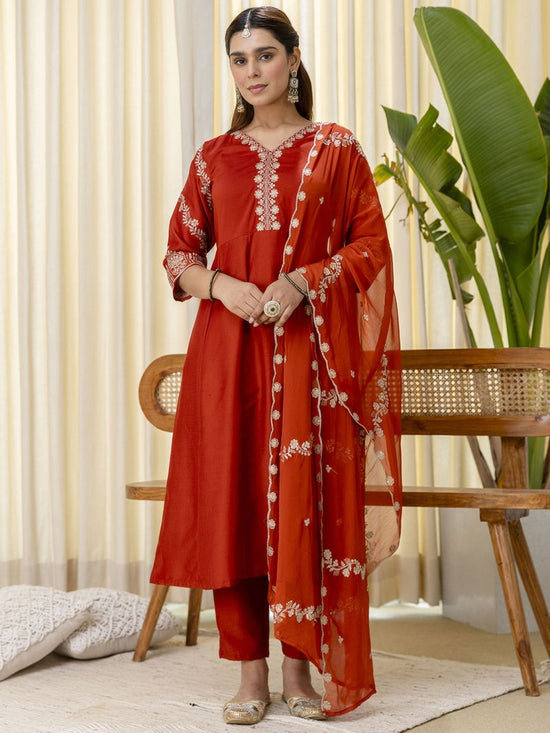 Amrah Wholesale VP 9827 Silk Blend Kurti Pant Dupatta Set