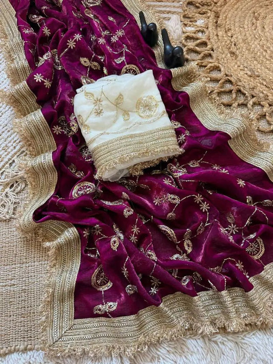 Amrah Wholesale Vt 879 T Fandy Satin Beads Embroidery Worked Saree - Amrah Wholesale
