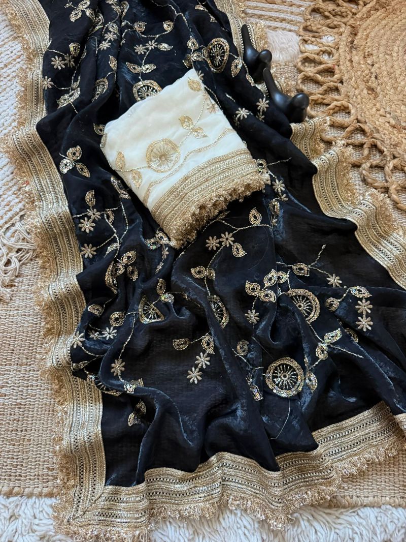 Amrah Wholesale Vt 879 T Fandy Satin Beads Embroidery Worked Saree - Amrah Wholesale