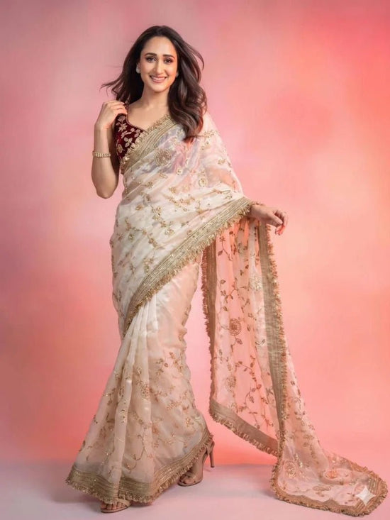 Amrah Wholesale Vt 879 T Fandy Satin Beads Embroidery Worked Saree - Amrah Wholesale