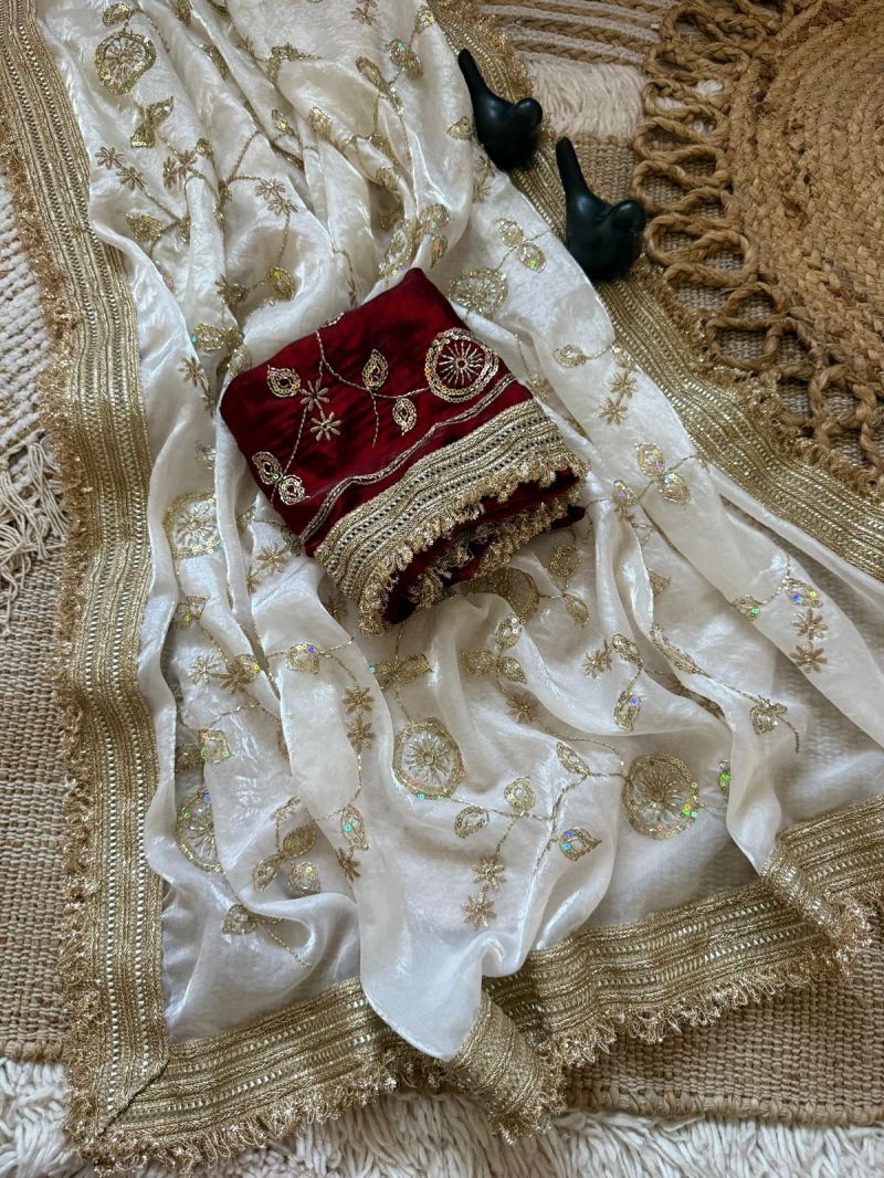 Amrah Wholesale Vt 879 T Fandy Satin Beads Embroidery Worked Saree - Amrah Wholesale