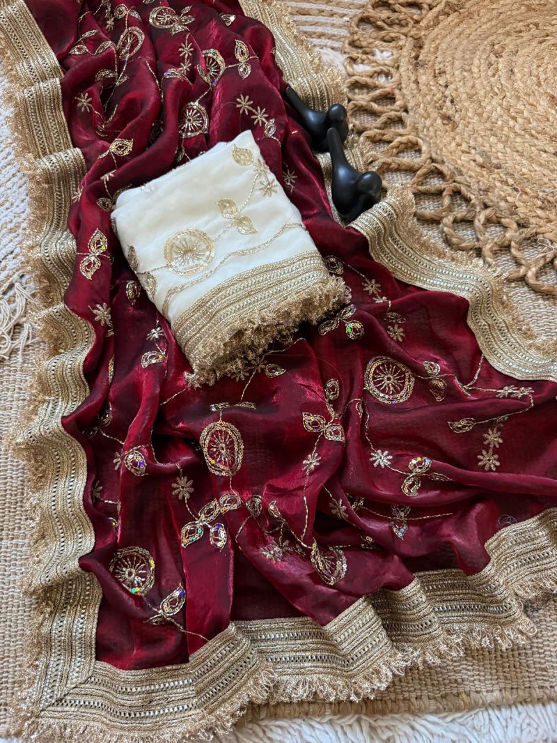 Amrah Wholesale Vt 879 T Fandy Satin Beads Embroidery Worked Saree - Amrah Wholesale