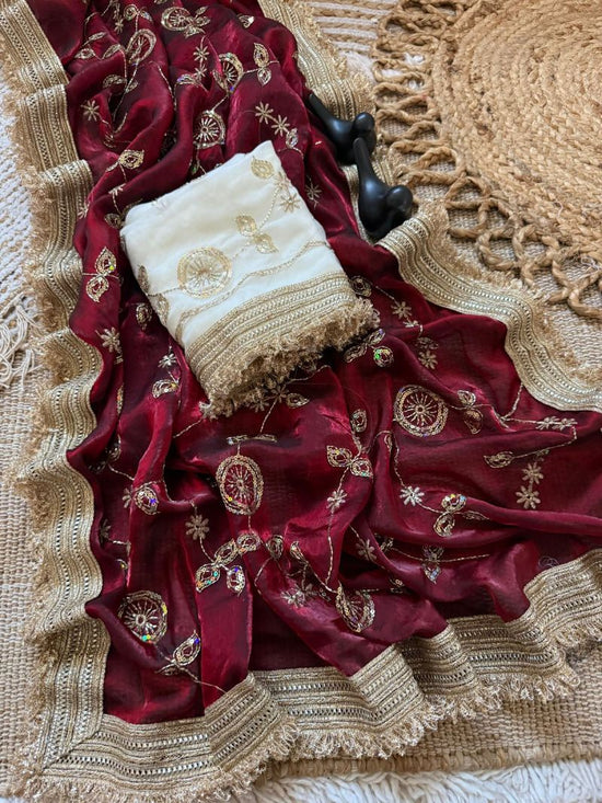 Amrah Wholesale Vt 879 T Fandy Satin Beads Embroidery Worked Saree - Amrah Wholesale