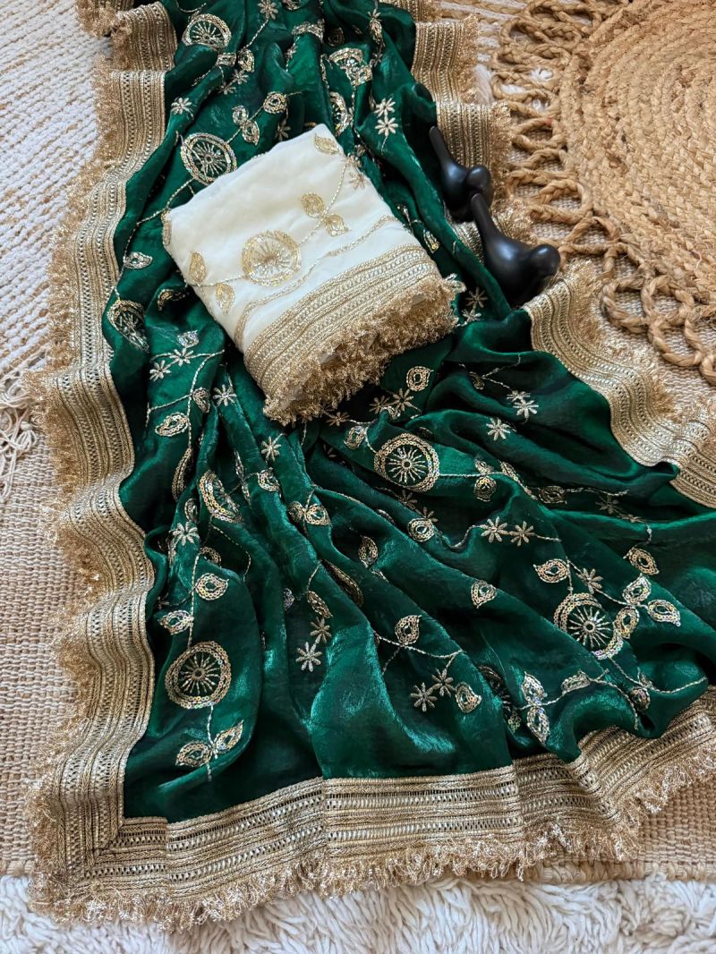 Amrah Wholesale Vt 879 T Fandy Satin Beads Embroidery Worked Saree - Amrah Wholesale