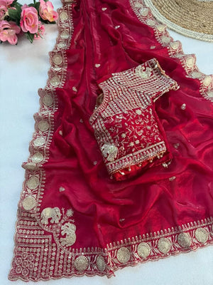 Amrah Wholesale VT 900 T Pure Fandy Satin Embroidered Saree