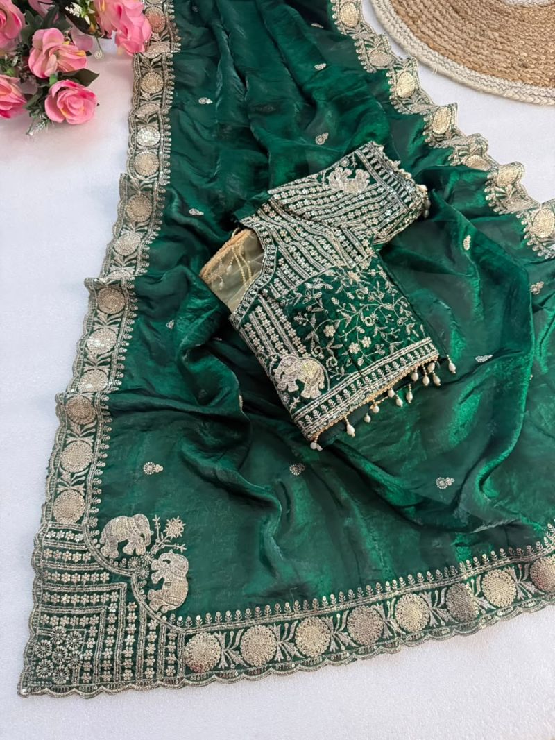 Amrah Wholesale VT 900 T Pure Fandy Satin Embroidered Saree