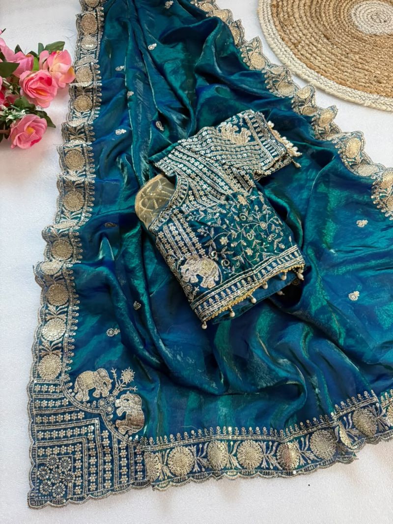 Amrah Wholesale VT 900 T Pure Fandy Satin Embroidered Saree