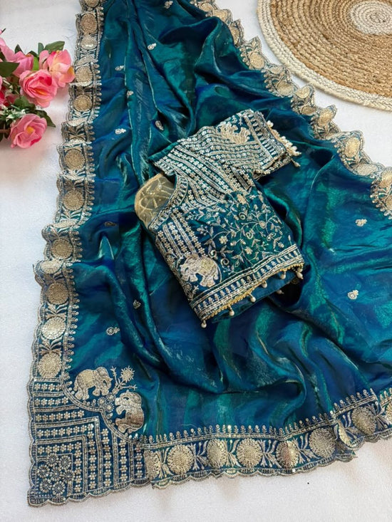 Amrah Wholesale VT 900 T Pure Fandy Satin Embroidered Saree