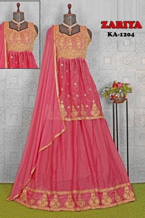 Amrah Wholesale Zariya Ka 1204 Frendy Silk Embroidered Kurti Ghagra Set - Amrah Wholesale