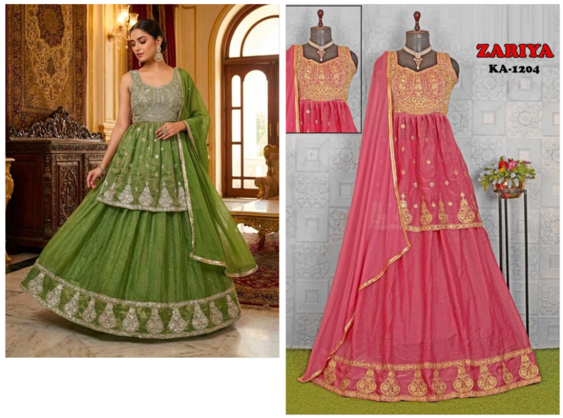 Amrah Wholesale Zariya Ka 1204 Frendy Silk Embroidered Kurti Ghagra Set