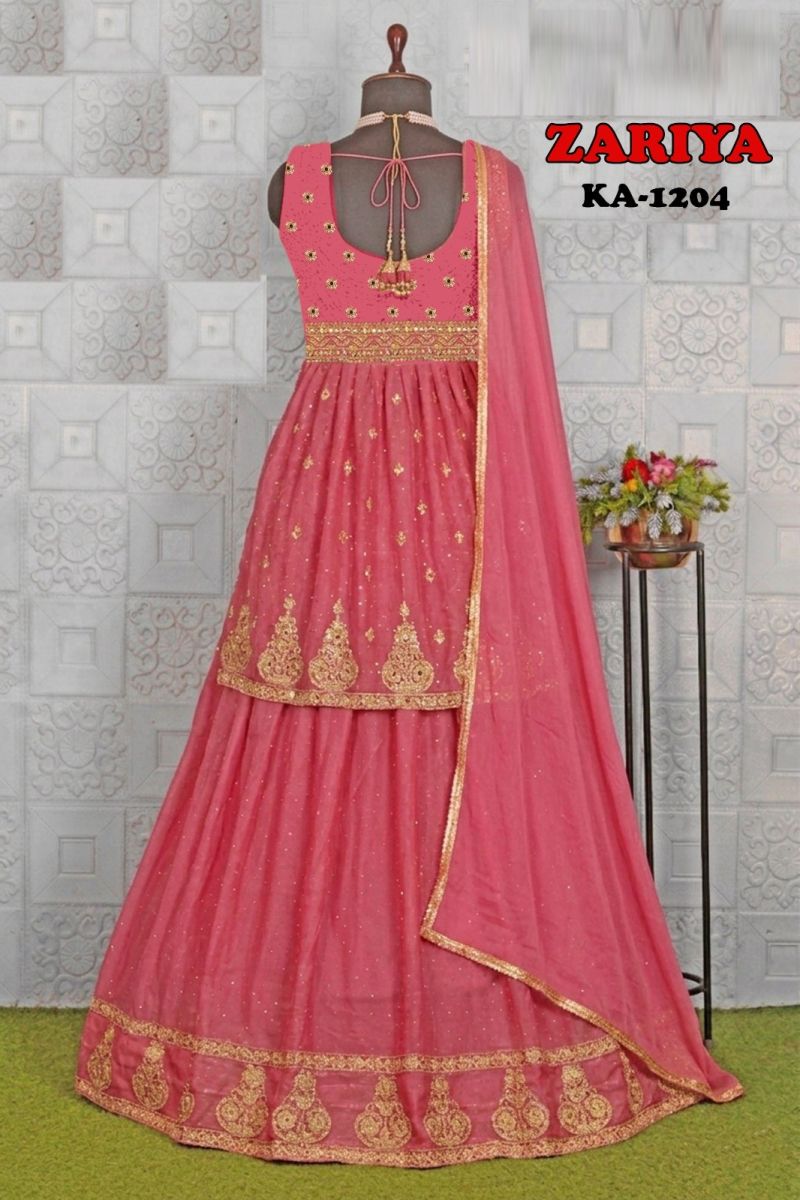 Amrah Wholesale Zariya Ka 1204 Frendy Silk Embroidered Kurti Ghagra Set
