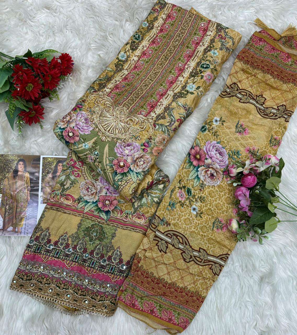 AMRUTVELA AT-170 Viscose Muslin Dress Material
