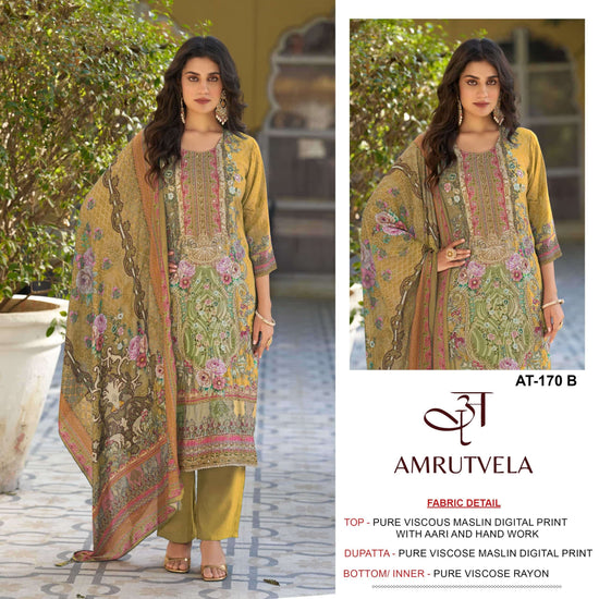 AMRUTVELA AT-170 Viscose Muslin Dress Material