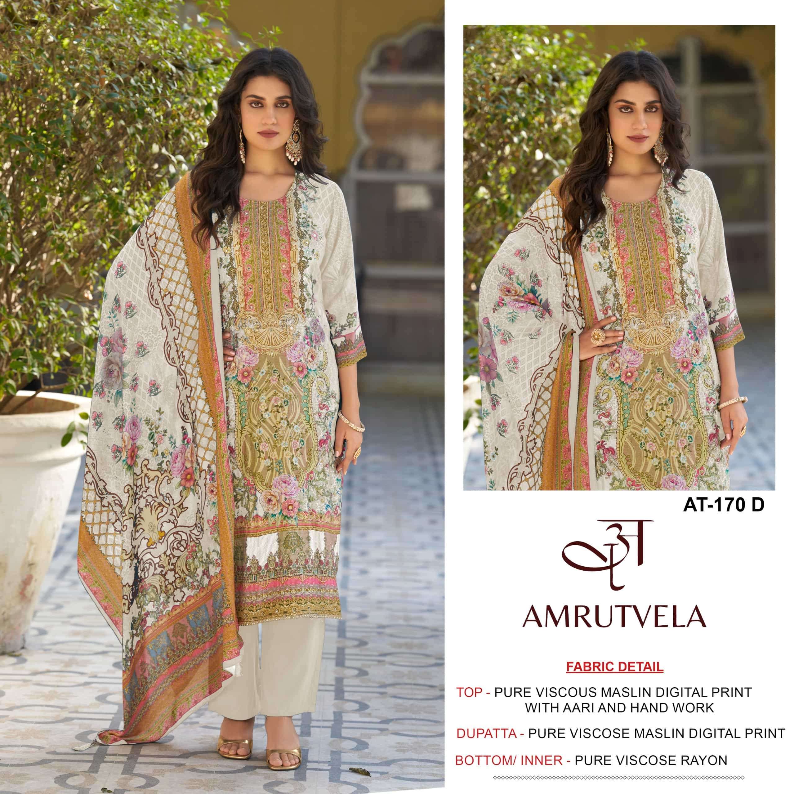 AMRUTVELA AT-170 Viscose Muslin Dress Material