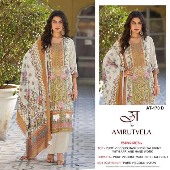 AMRUTVELA AT-170 Viscose Muslin Dress Material