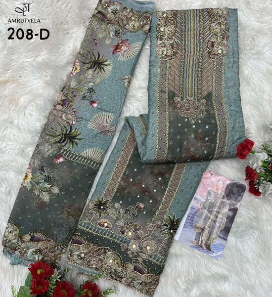 Amrutvela AT-208 Viscose Muslin Embroidered Semi Stitched Pakistani Suit - Amrah Wholesale