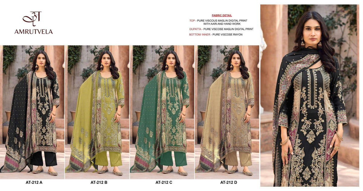 Amrutvela AT-212 Viscose Muslin Pakistani Suit