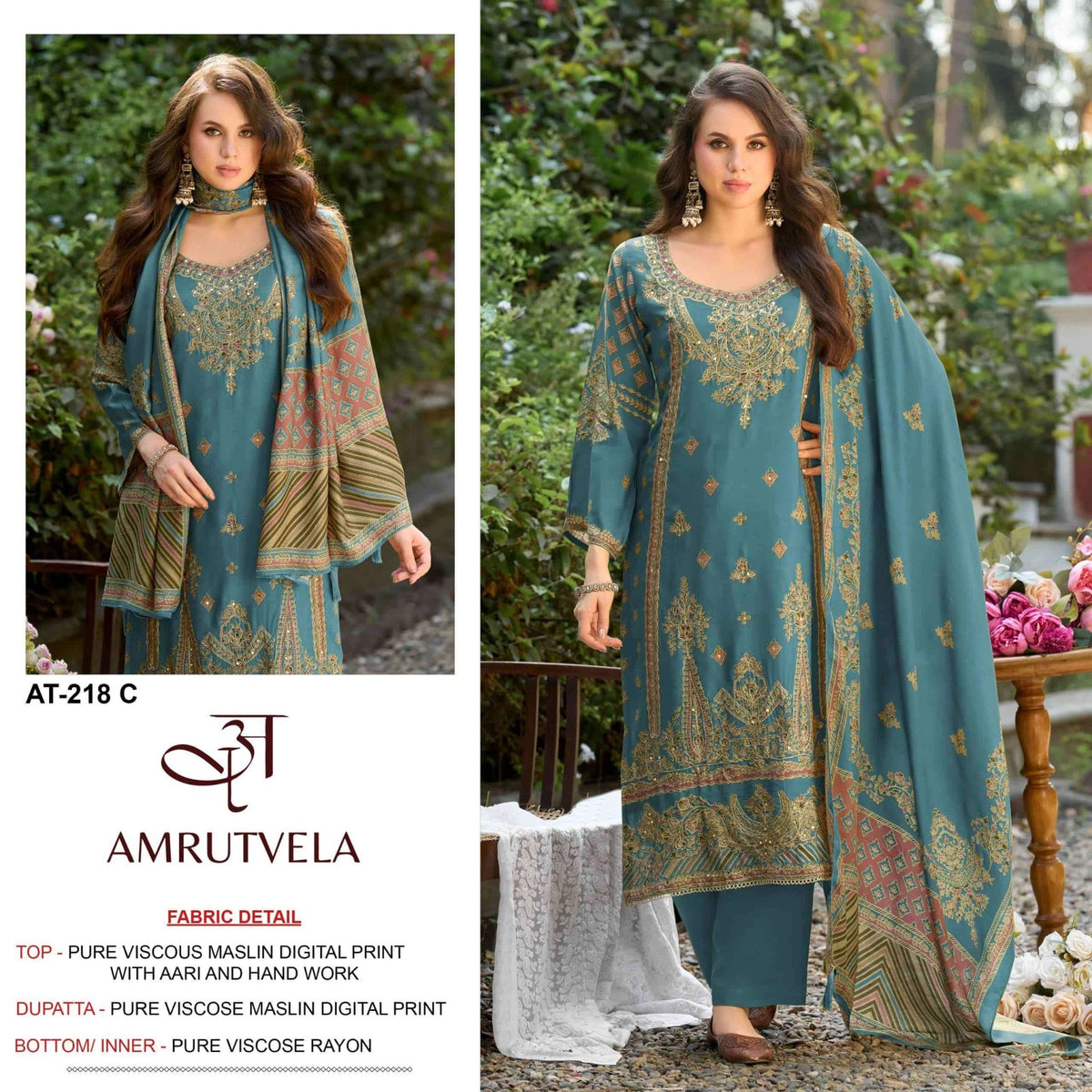 Amrutvela AT - 218 Viscose Muslin Pakistani Suit - Amrah Wholesale