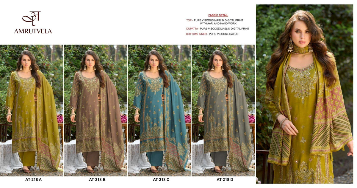 Amrutvela AT - 218 Viscose Muslin Pakistani Suit - Amrah Wholesale