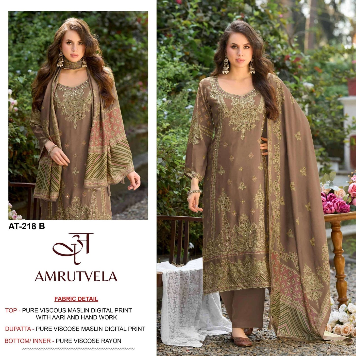 Amrutvela AT - 218 Viscose Muslin Pakistani Suit - Amrah Wholesale